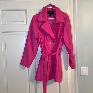 Fu Da Hot pink double breasted trench raincoat